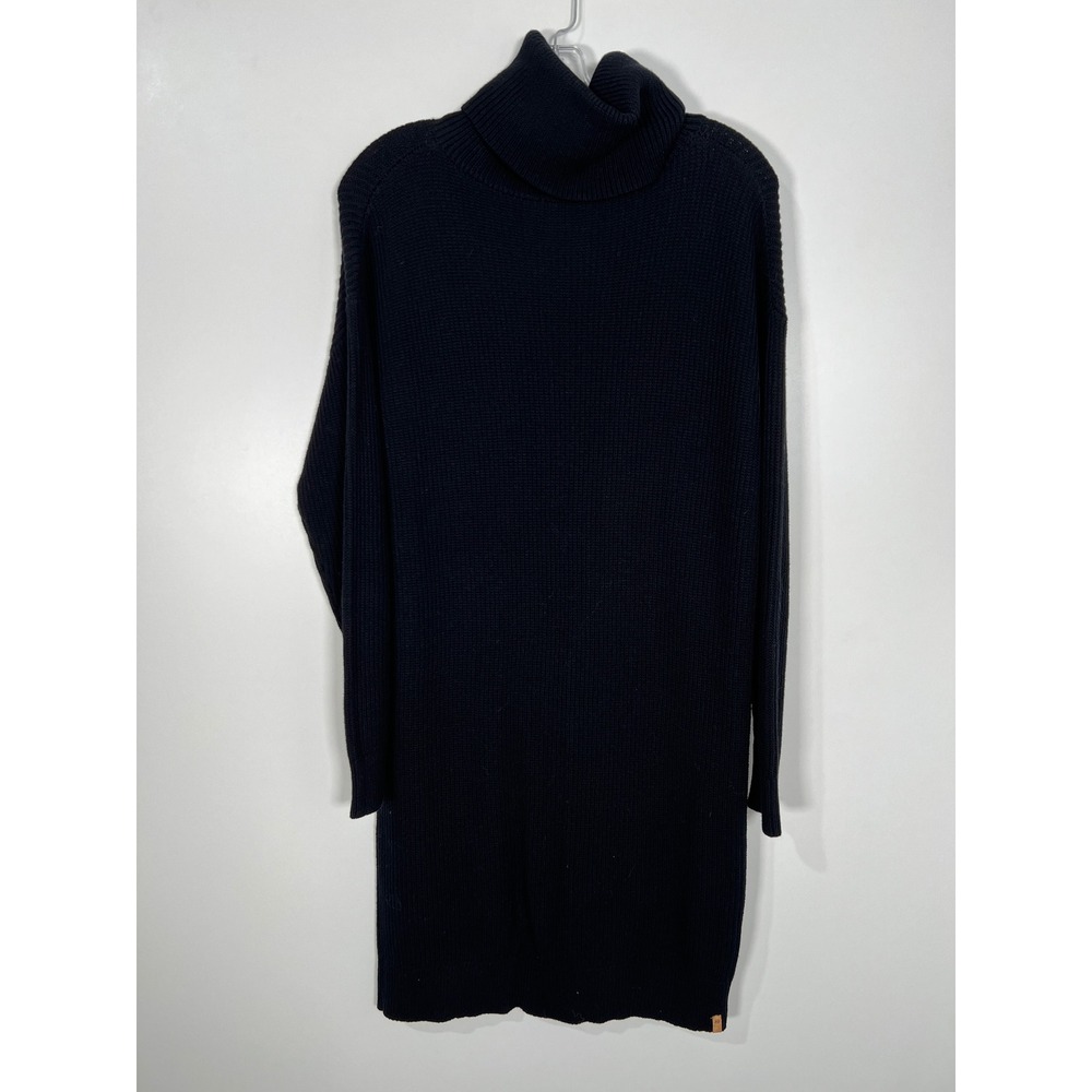 Organic Cotton Tentree Black Turtleneck Knit Sweater Dress Minimalist XS